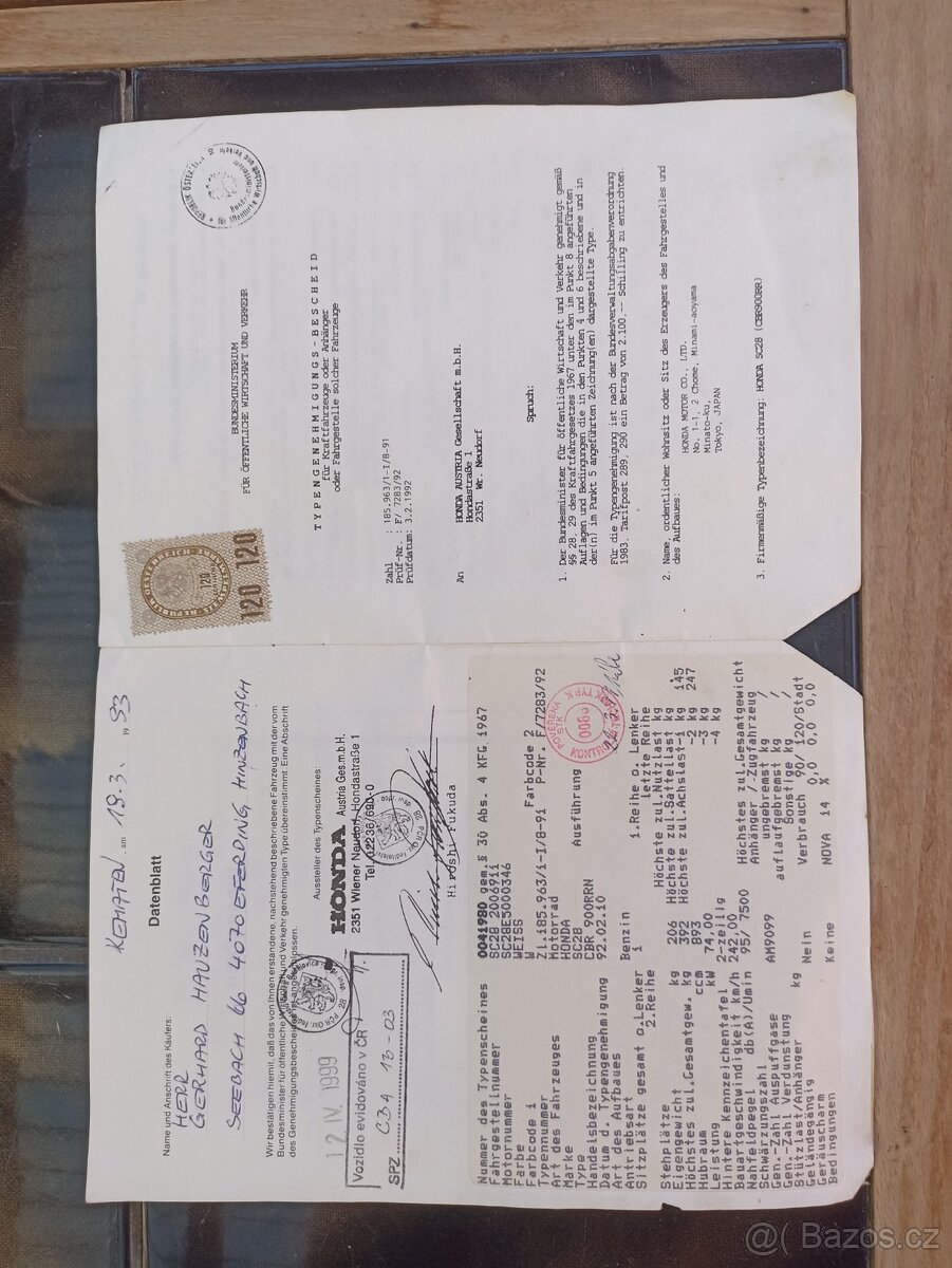 Honda CBR 900 r.v. 92. - 2