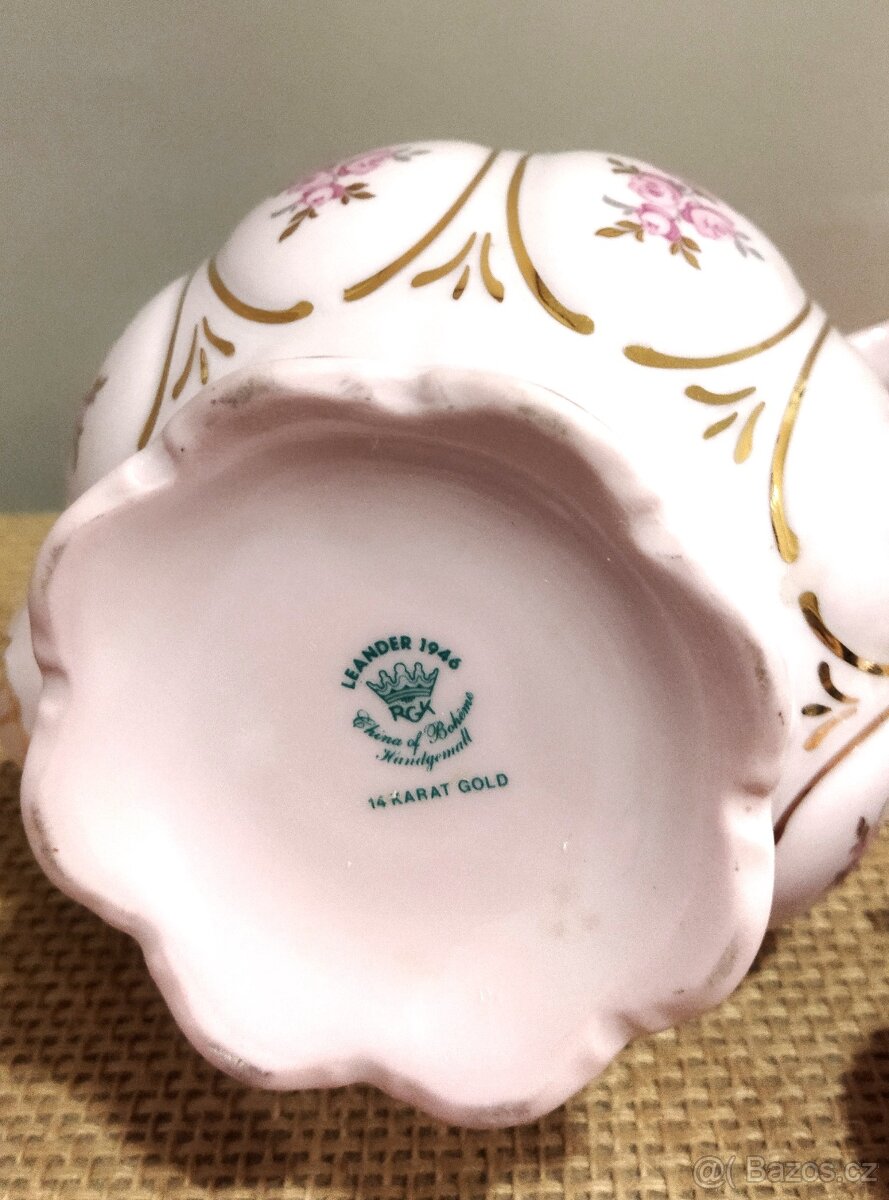 Růžový retro porcelán, dětské hrníčky,velké keramické hrnky - 2