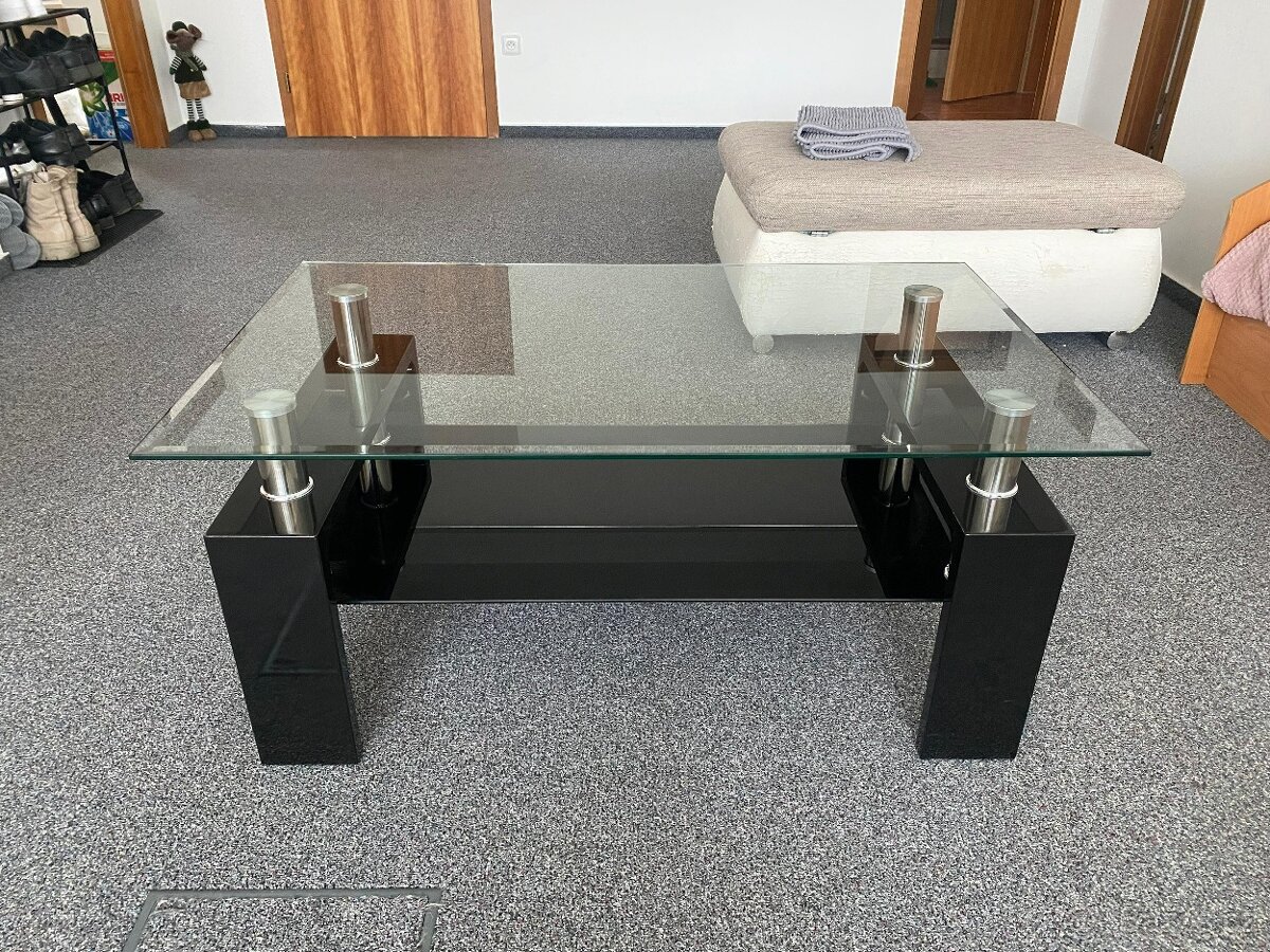 Konferenční stolek, skleněný ČERNÝ - 2