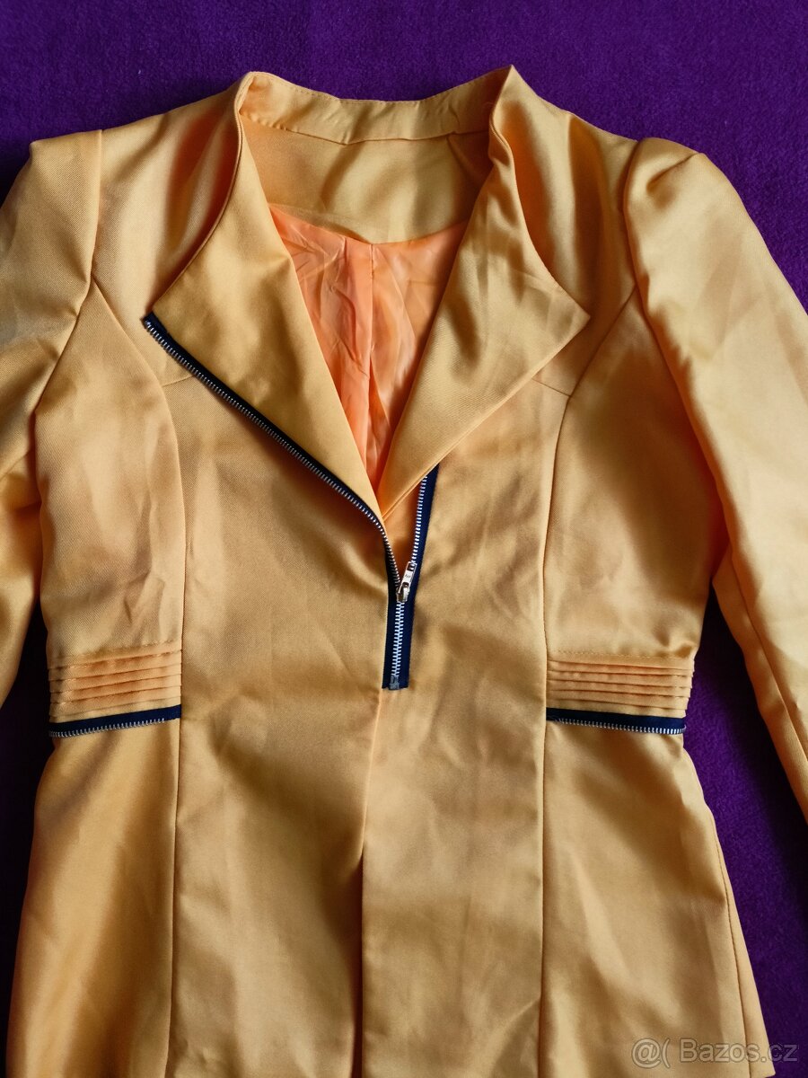 Dámské žluté sako na zip - 2