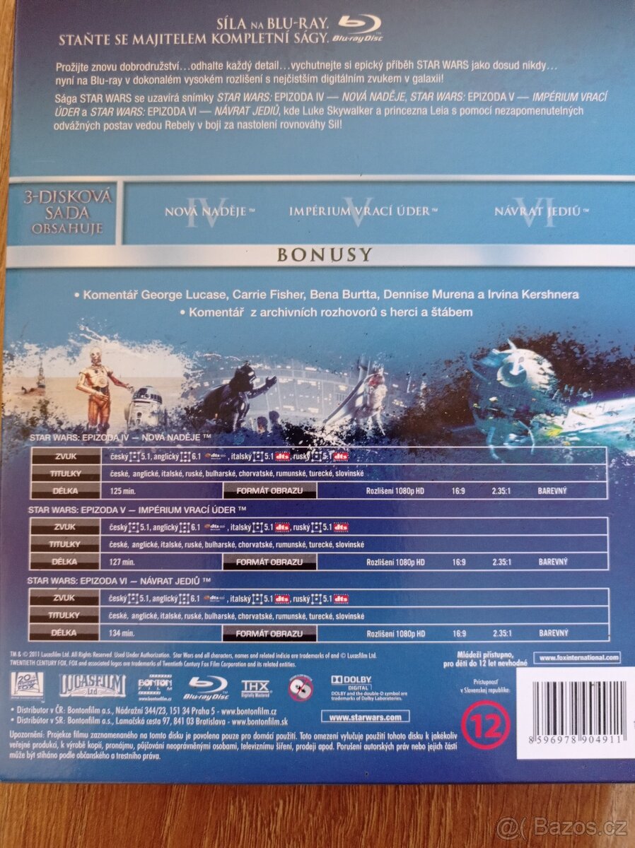 STAR WARS : BLU-RAY 3 Disková sada - 2