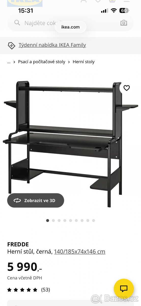 Herní pc stůl - FREDDE (IKEA) - 2
