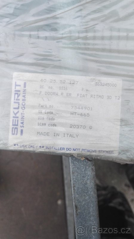Fiat Ritmo 3 dv. - sklo PP dveří - 2