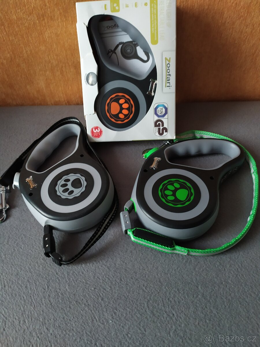 Samonavíjecí vodítko 5m/20kg a 5m/35kg LED světlem/pásek - 2