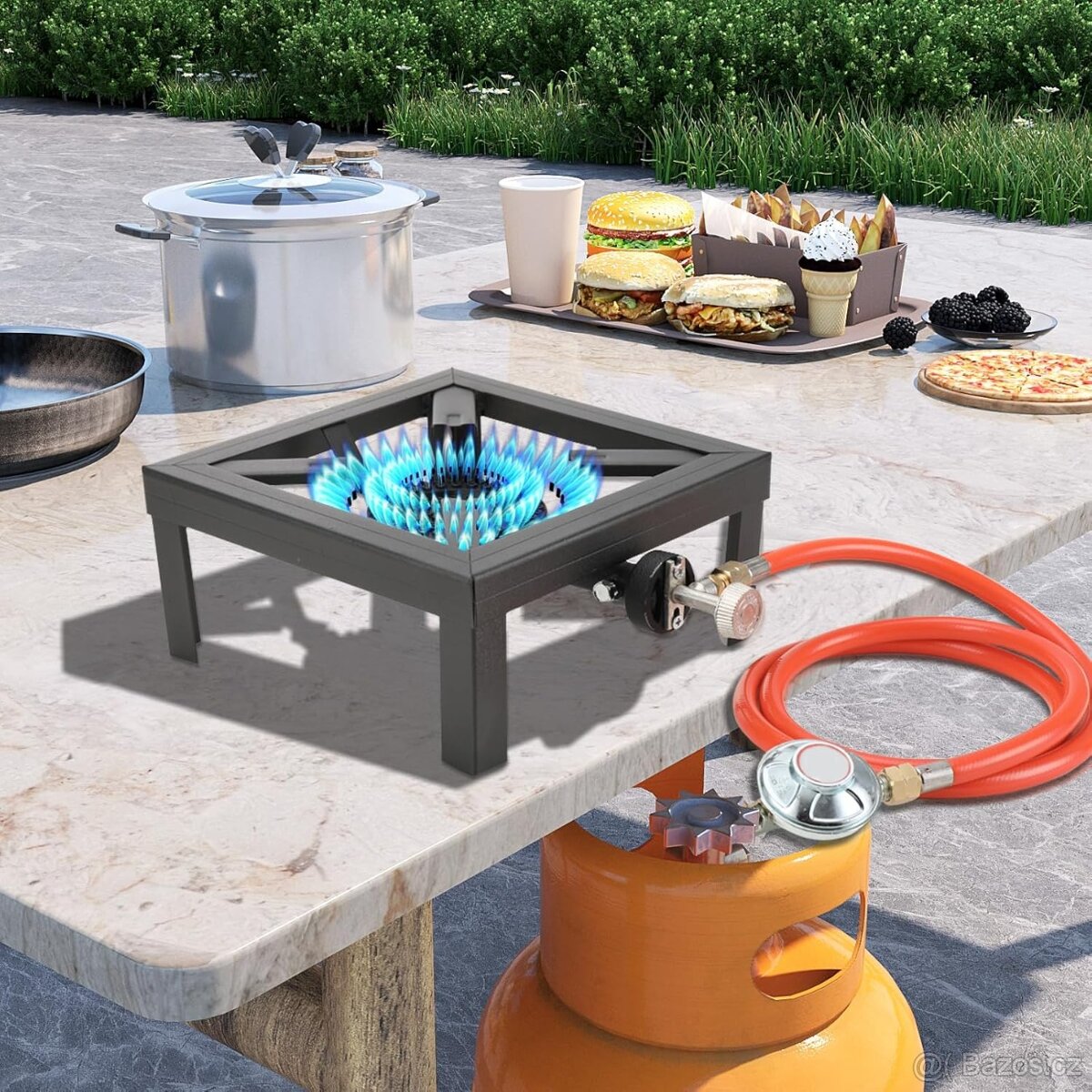 Plynový taburetový vařic vč. připojovací sady, 8 kW - 2