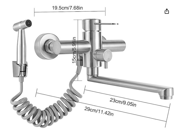 Nástěnná kuchyňská baterie SUS304 se sprškou - 2