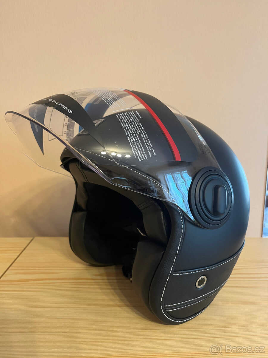 Helma na motorku NOX PREMIUM Heritage černá matná/kůže - 2