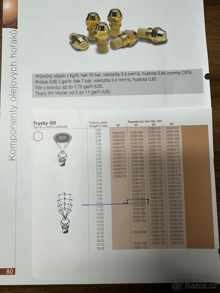 Trysky olejového hořáku typ DANFOSS - 2