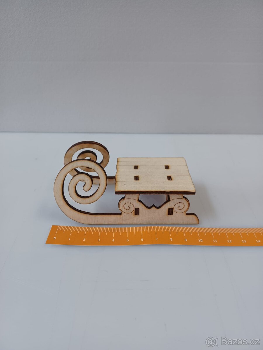 Vánoční dekorace z překližky,sáňky - 2