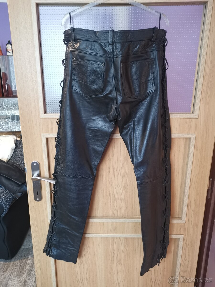 Pánské kožené kalhoty na chopper - 2