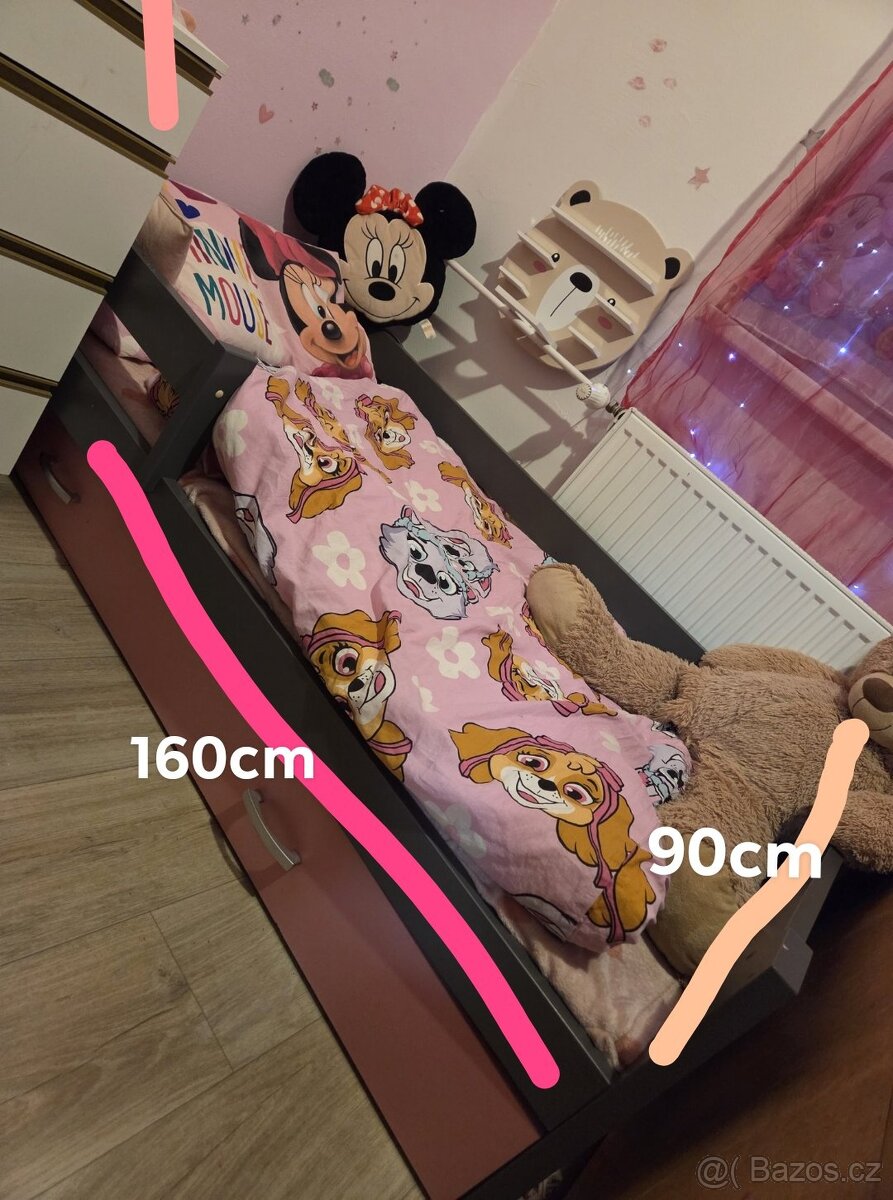 Postýlka šedo růžová - 2