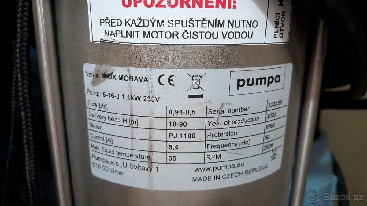 Pumpa INOX Morava 5-16-J, 230V - 2