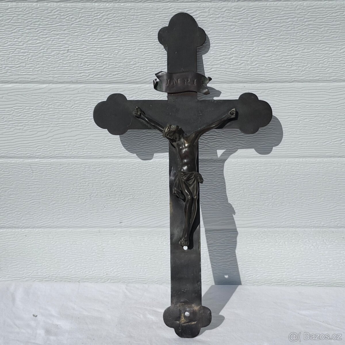 Starožitný mosazný kříž 40 cm - 2