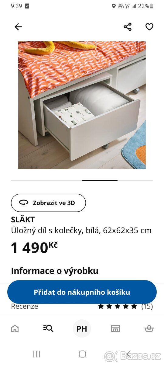 Dětská postel SLÄKT (IKEA) – jako nová + 2 úložné boxy - 2