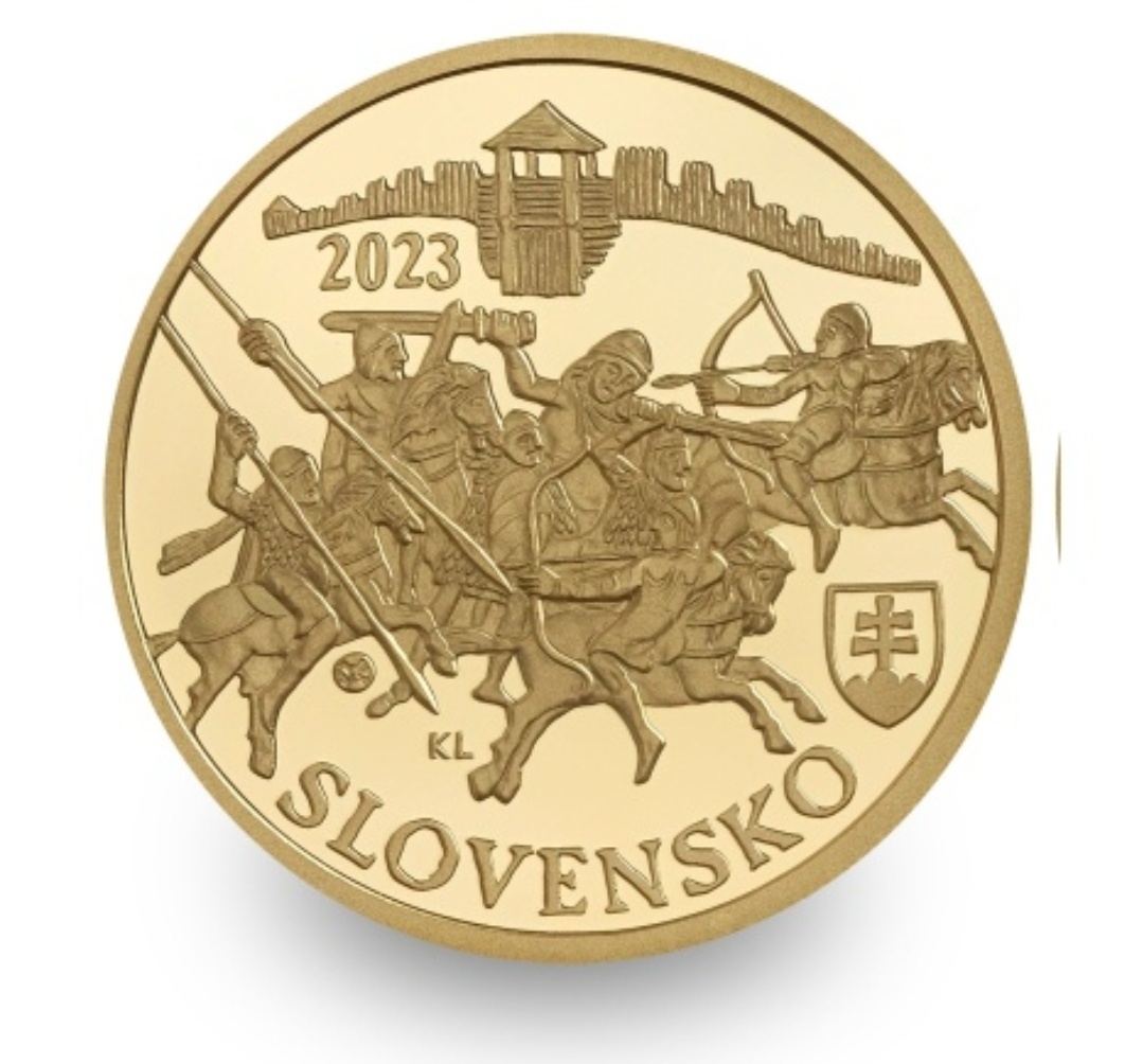 Zlata zberatelska minca 100€ Vznik Samovej rise-1400 vyrocie - 2