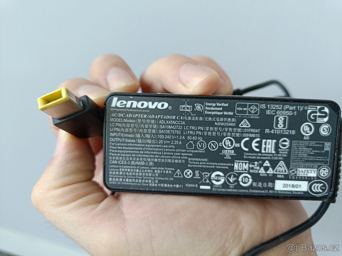 Nabíječka Lenovo 45w- plochy konektor - 2