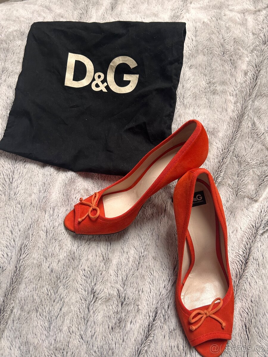 Lodičky Dolce & Gabbana s otevřenou špičkou kožené Sleva - 2