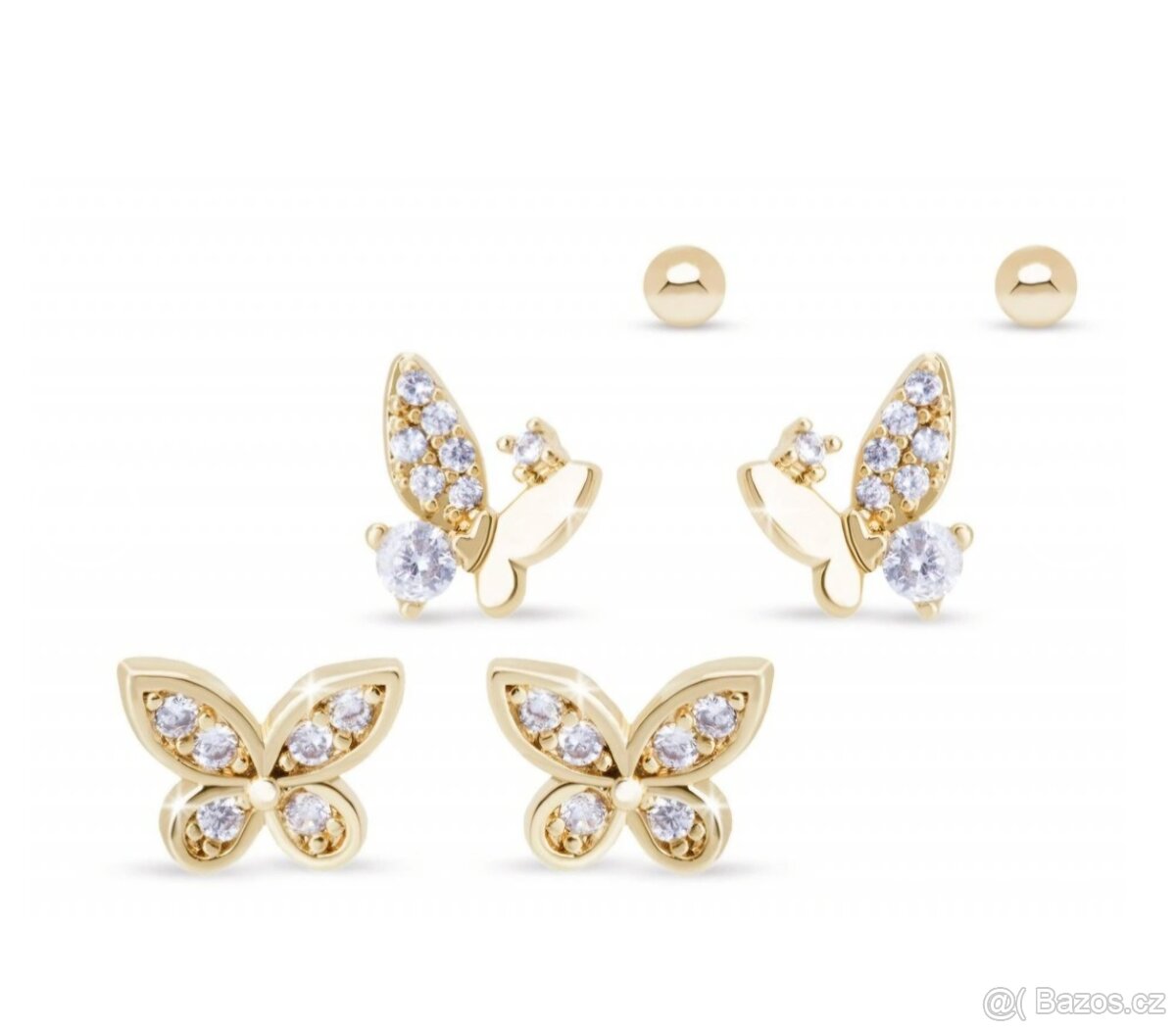 Naušničky motýlci pozlac.14K zlatem - 2