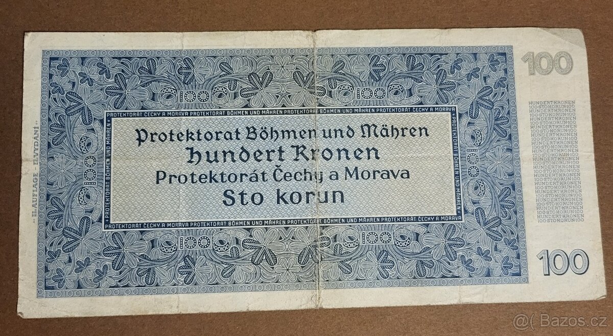 Protektorát 100 korun z roku 1940, II. vydání - 2
