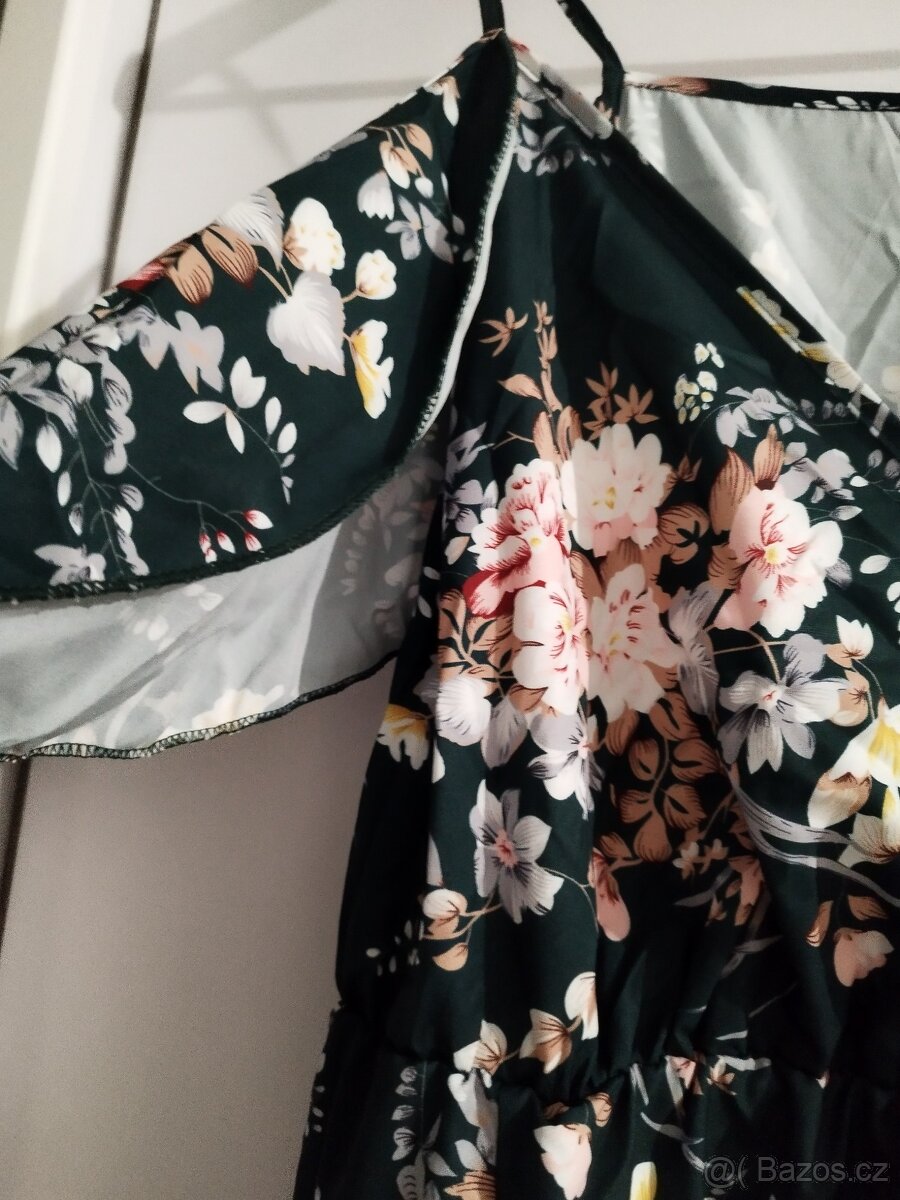 Zelené květinové boho šaty - 2