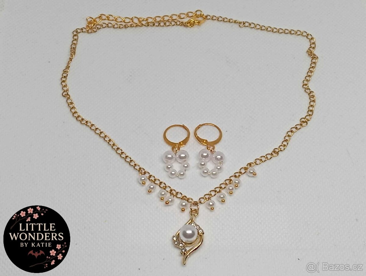 Zlatý set řetízku s náušnicemi - 2