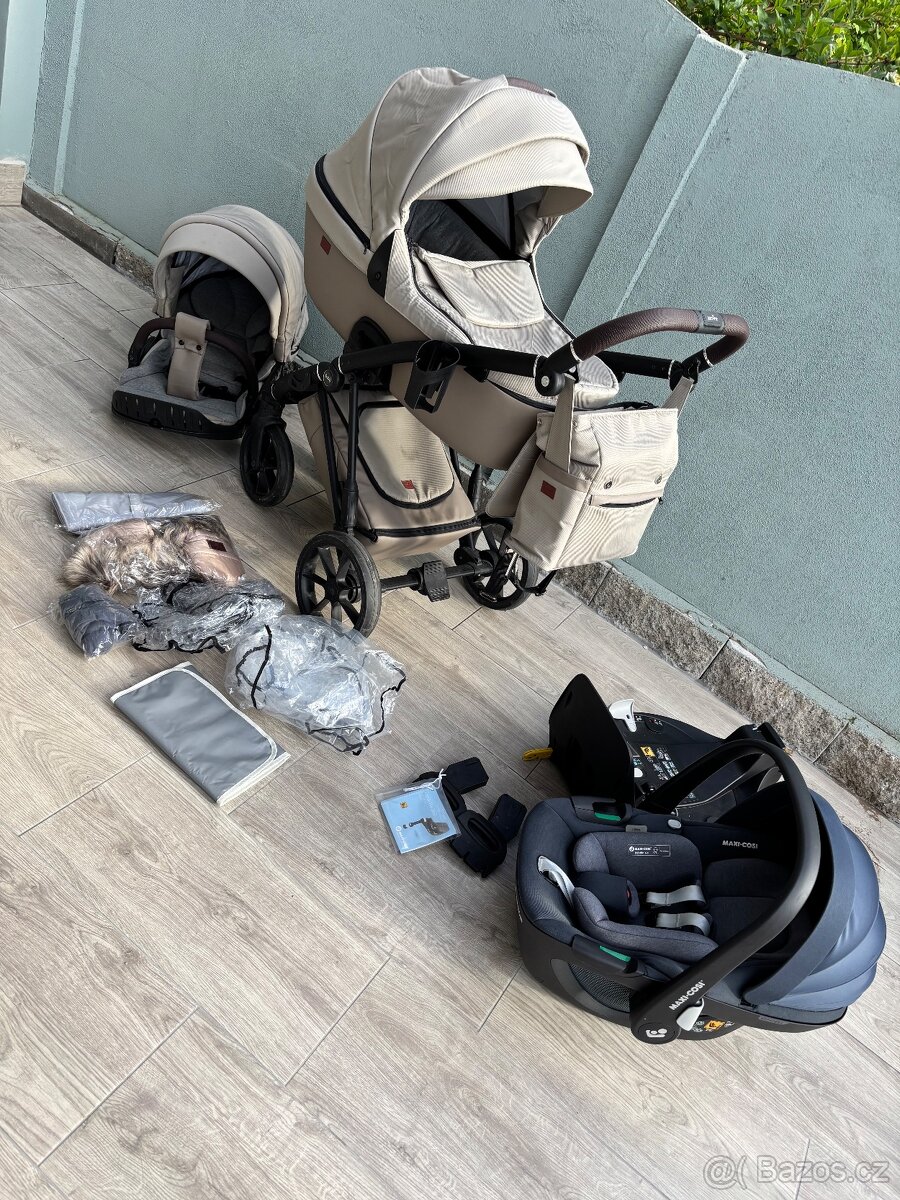 Kočárek 2v1 Jasmine Daisy Soft 05 Mocca a vajíčko Maxi Cosi - 2