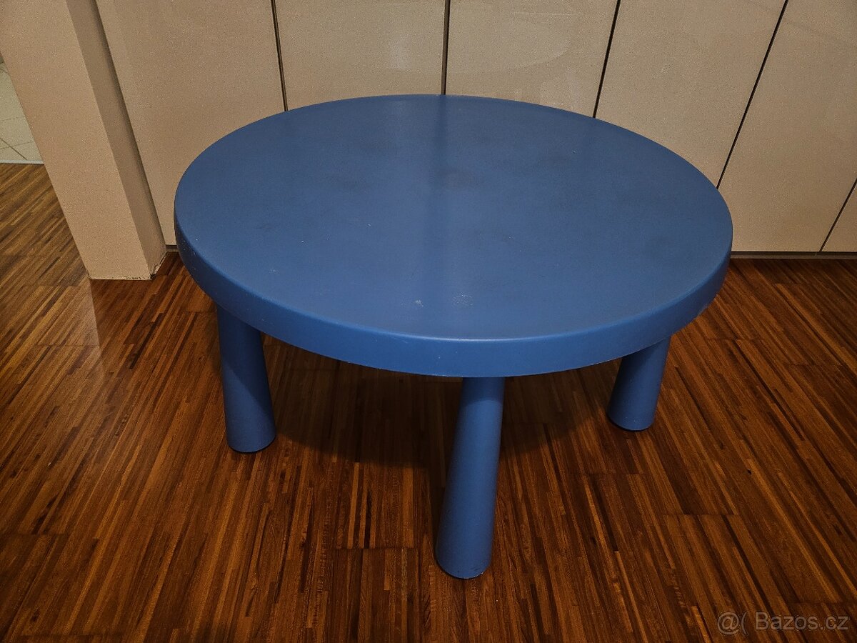 Dětský modrý stůl Mammut a 4 zelené stoličky IKEA - 2