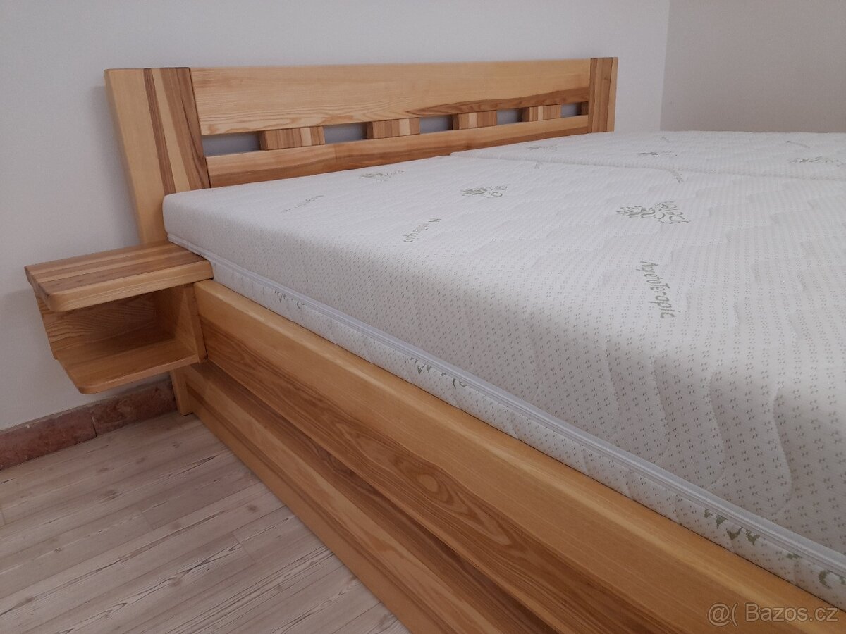 Nová jasanová masivní postel, nosnost 700 kg, Odvezu - 2