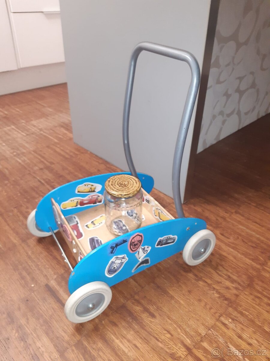 Dětský dřevěný domácí vozík / chodítko s madlem Mula, IKEA - 2