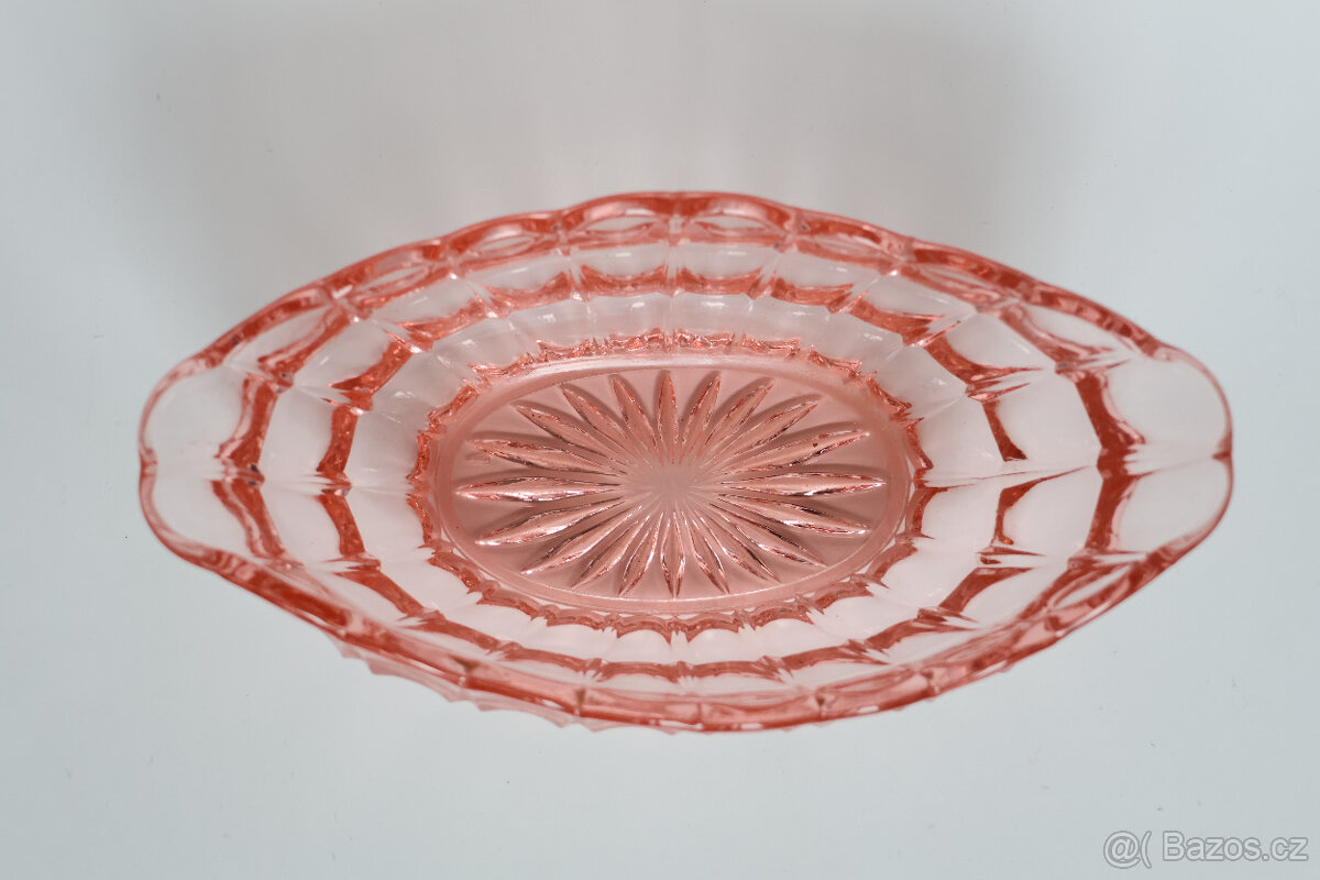 mísa růžové sklo art deco 20. 30. léta žardiniéra - 2