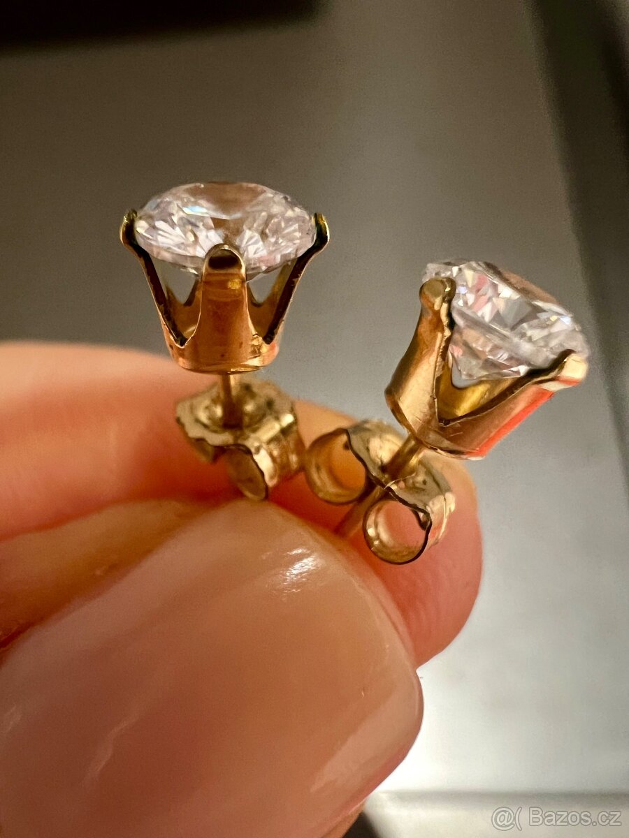 Tachyonové pozlacené náušnice se zirkony - 2