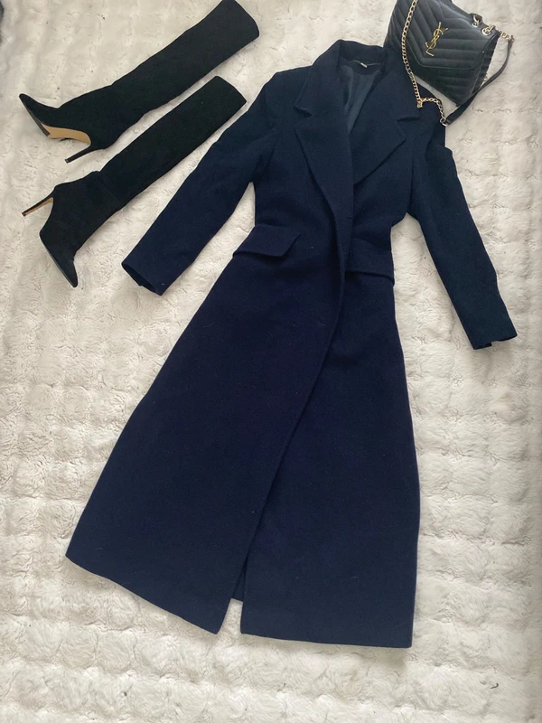 Mango kasmirovy kabat modry vlneny dlouhy 36 - 2