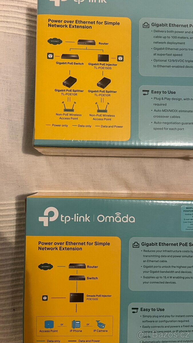 1Gbps Tp-link Poe power - 5,9,12V injektor + spliter - 2