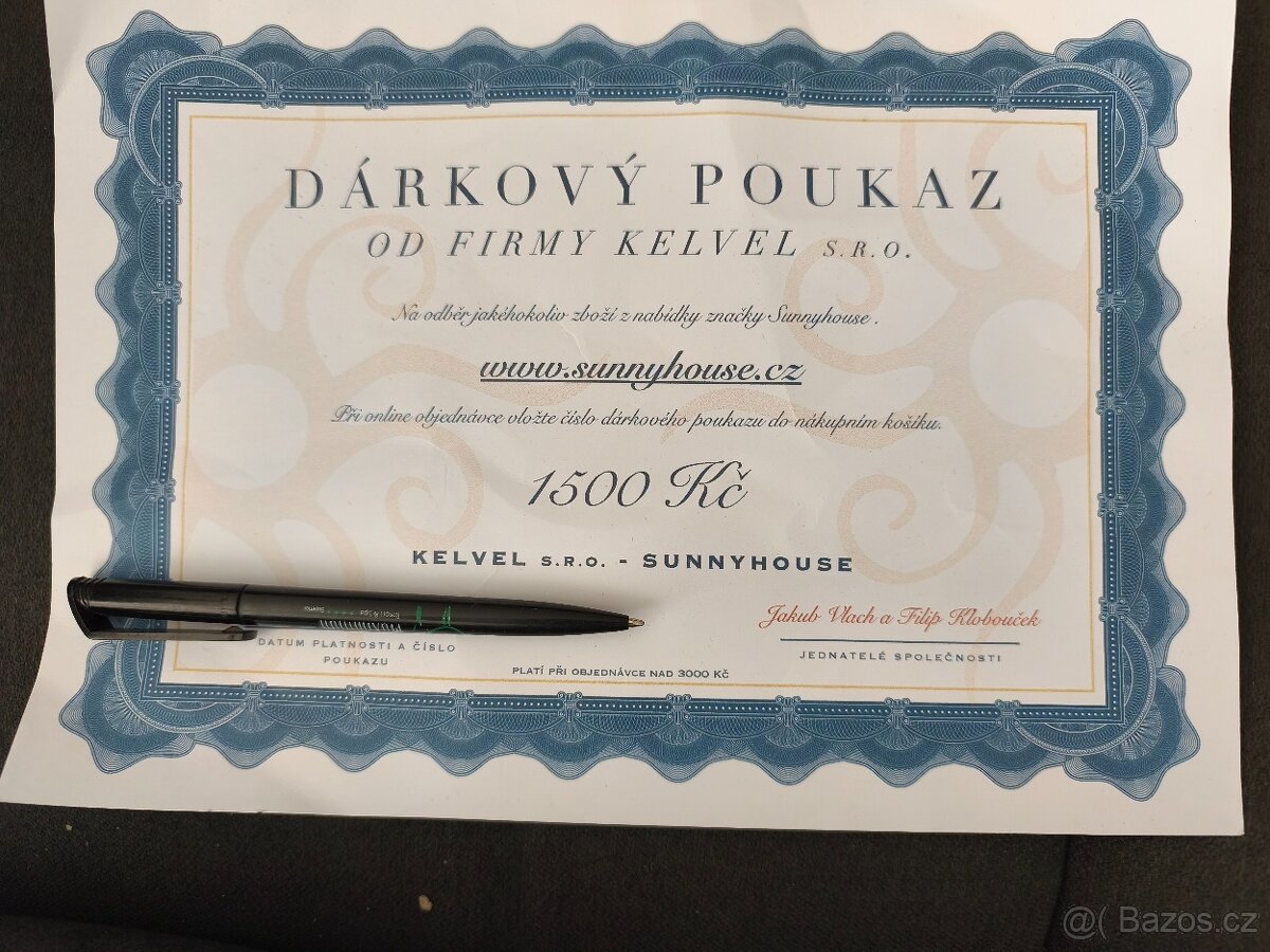 Dárkový certifikát v hodnotě 1500 kc - 2