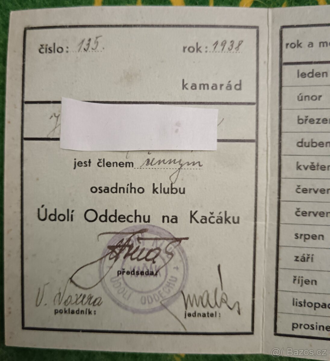 Trampská legitimace T.O. Údolí oddechu. Tramping. - 2