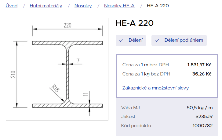 profily HEA 220, 2ks, 15 kč/Kg - 2