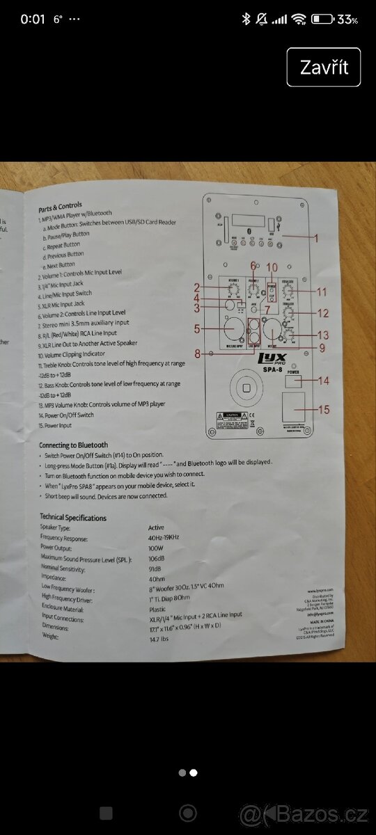 Aktivní box Lyx Pro SPA8 z Amazonu de - 2