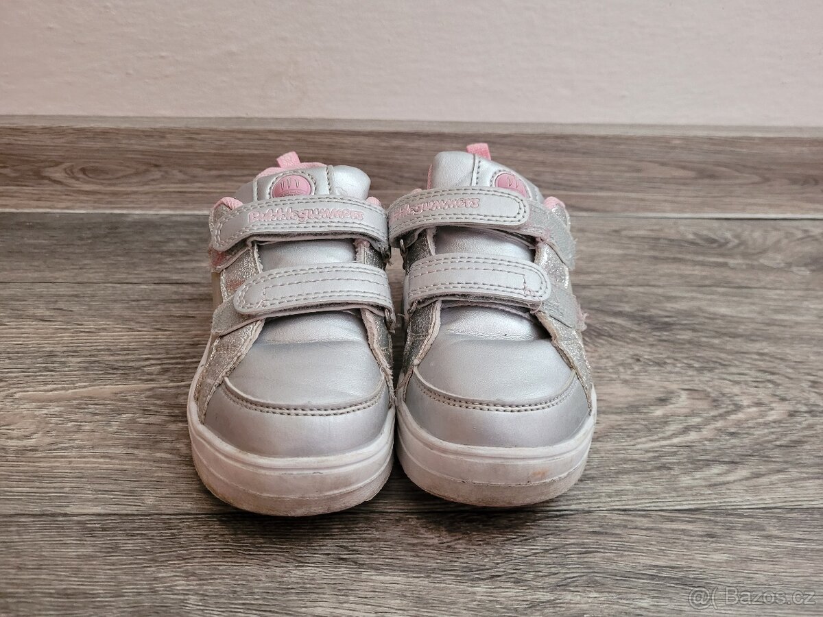 Dětské stříbrno-růžové polobotky, vel. 27 - 2