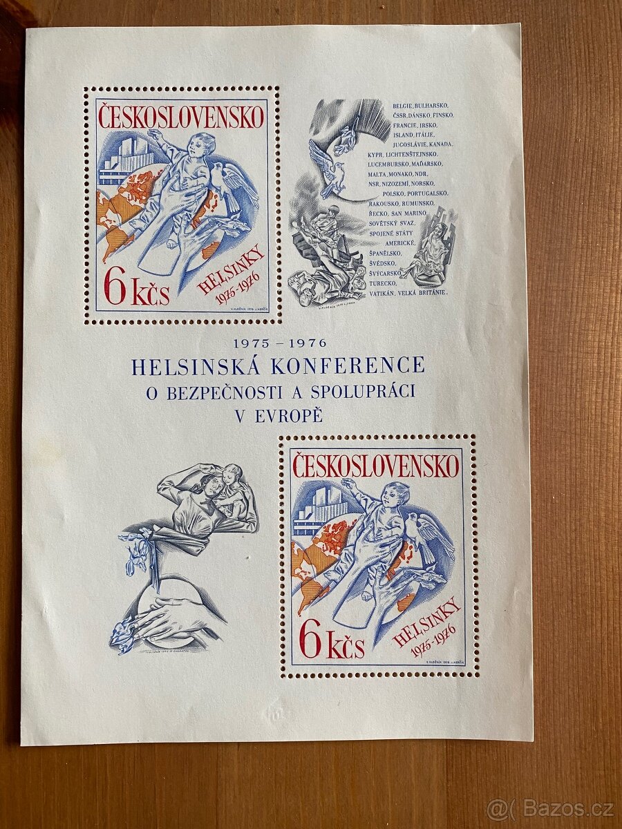 2x Známka 6 Kčs Helsinská Konference - 2