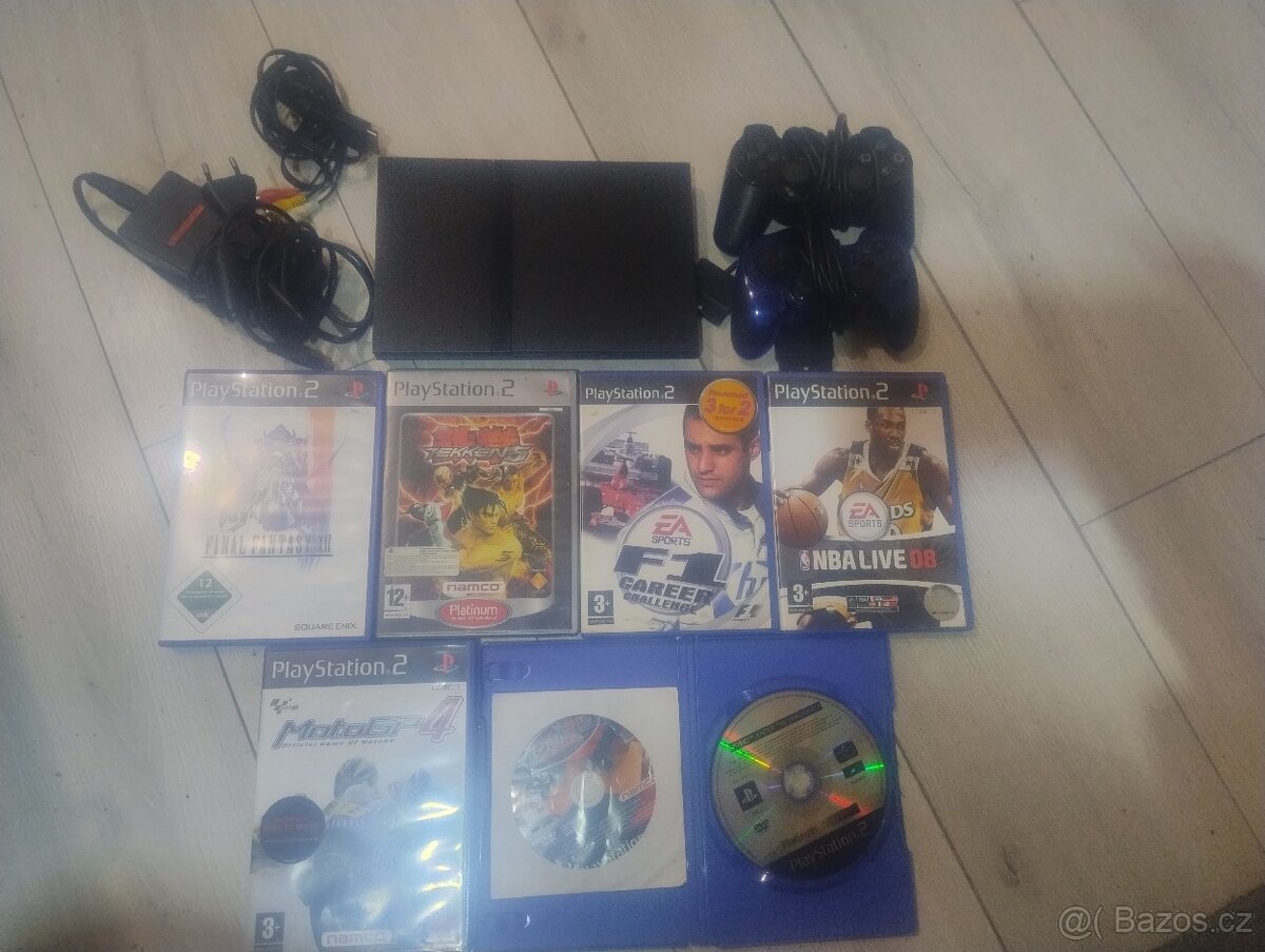 PlayStation 2 Slim + 2 ovladače,kabely,7her - 2