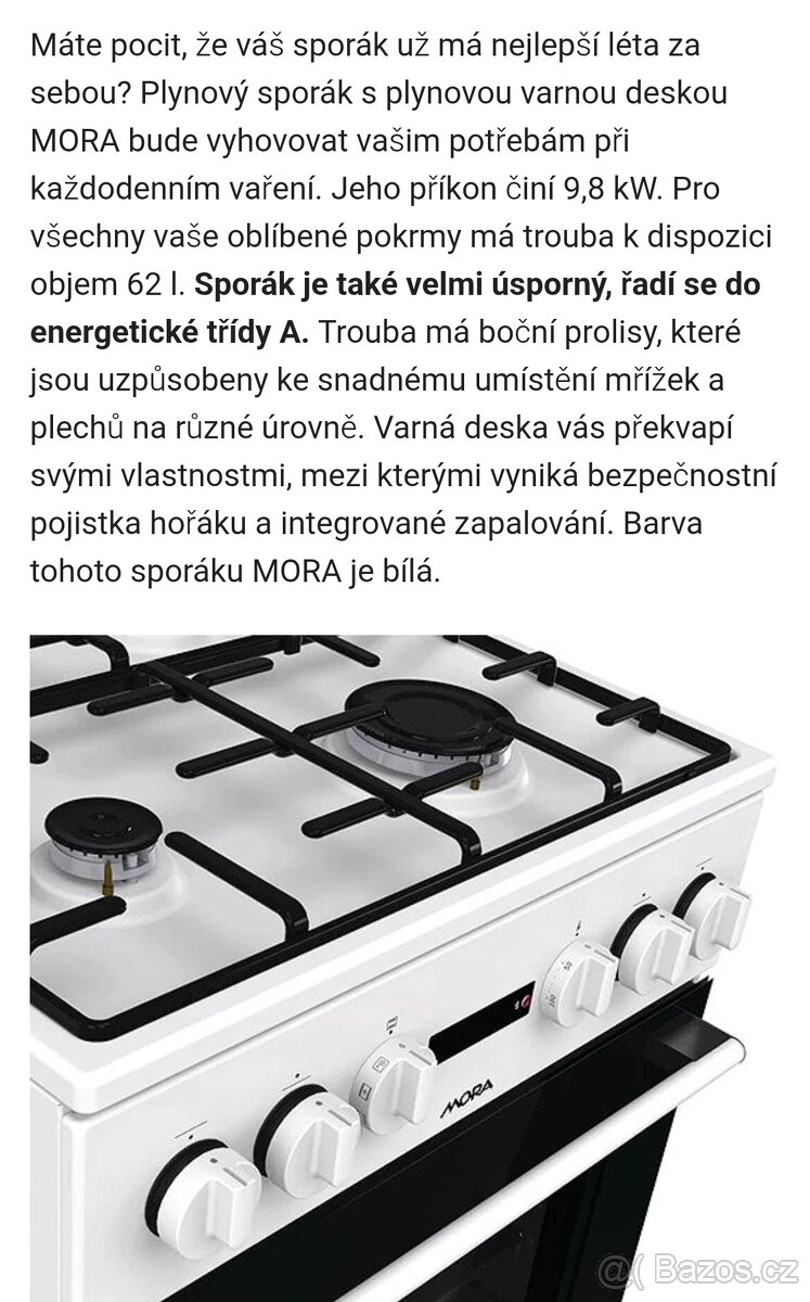 Sporák P50 Mora P 2240 AW - 2