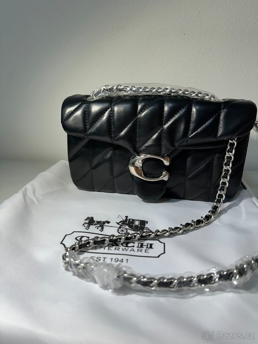🖤 Exkluzivní prošívaná kožená kabelka Coach Tabby 26 s řetě - 2