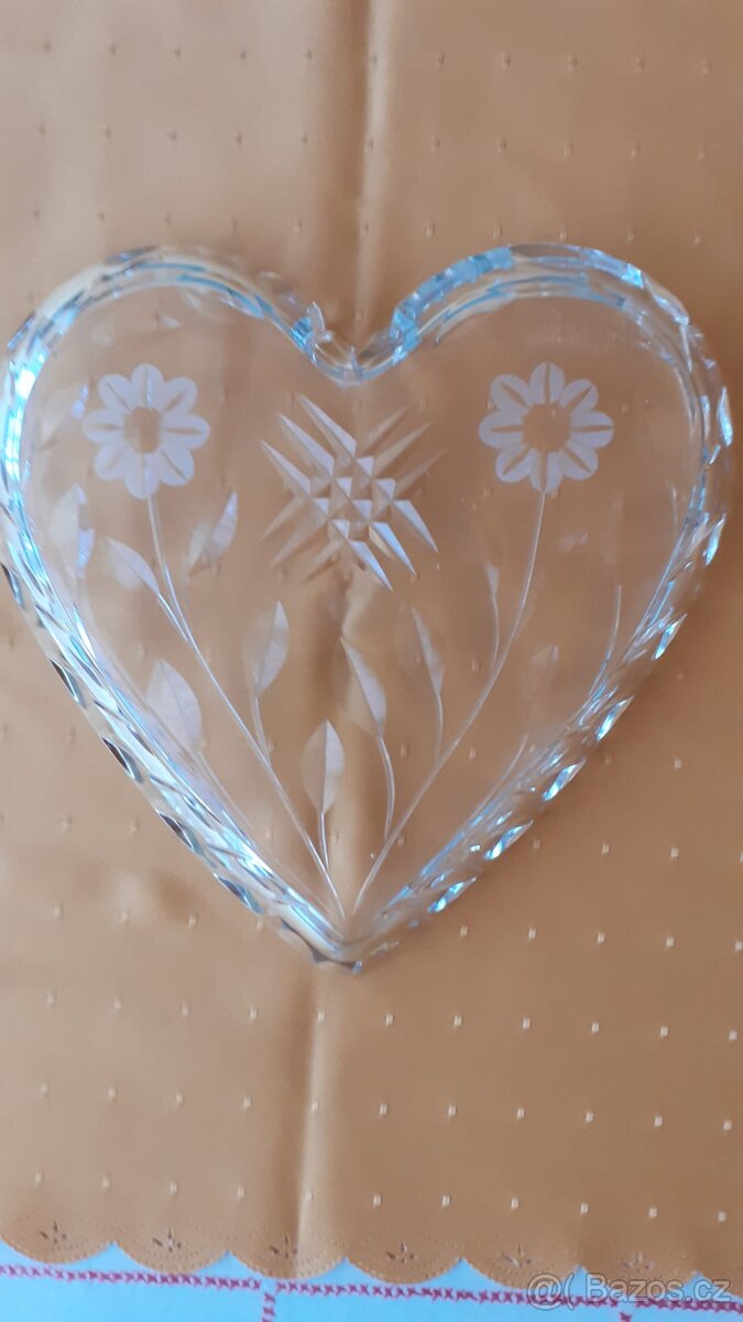 Skleněné srdce - podnos - 2