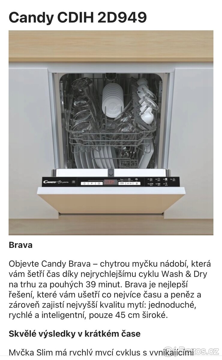 Myčka nádobí Candy CDIH 2D949 10 kpl 7 programů 45 cm - 2