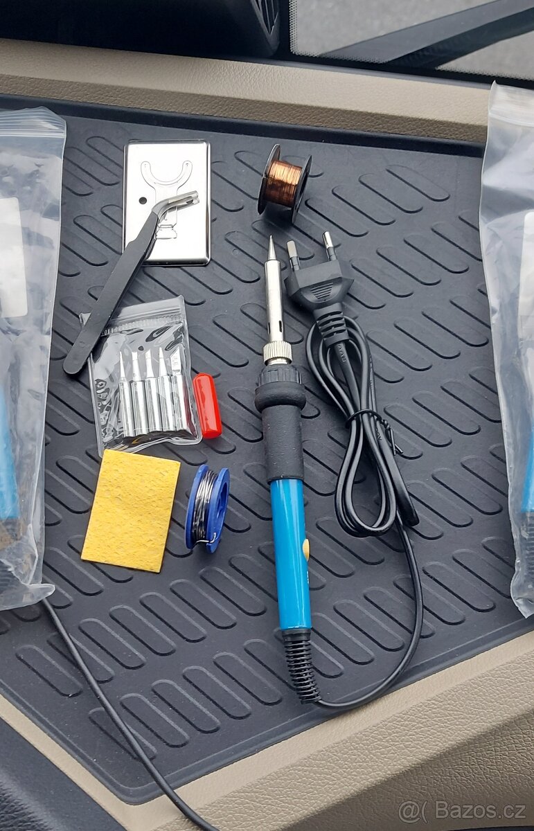 Mikropájka 230V/60W, s výměnnými hroty+cín+držák+pinzeta. - 2