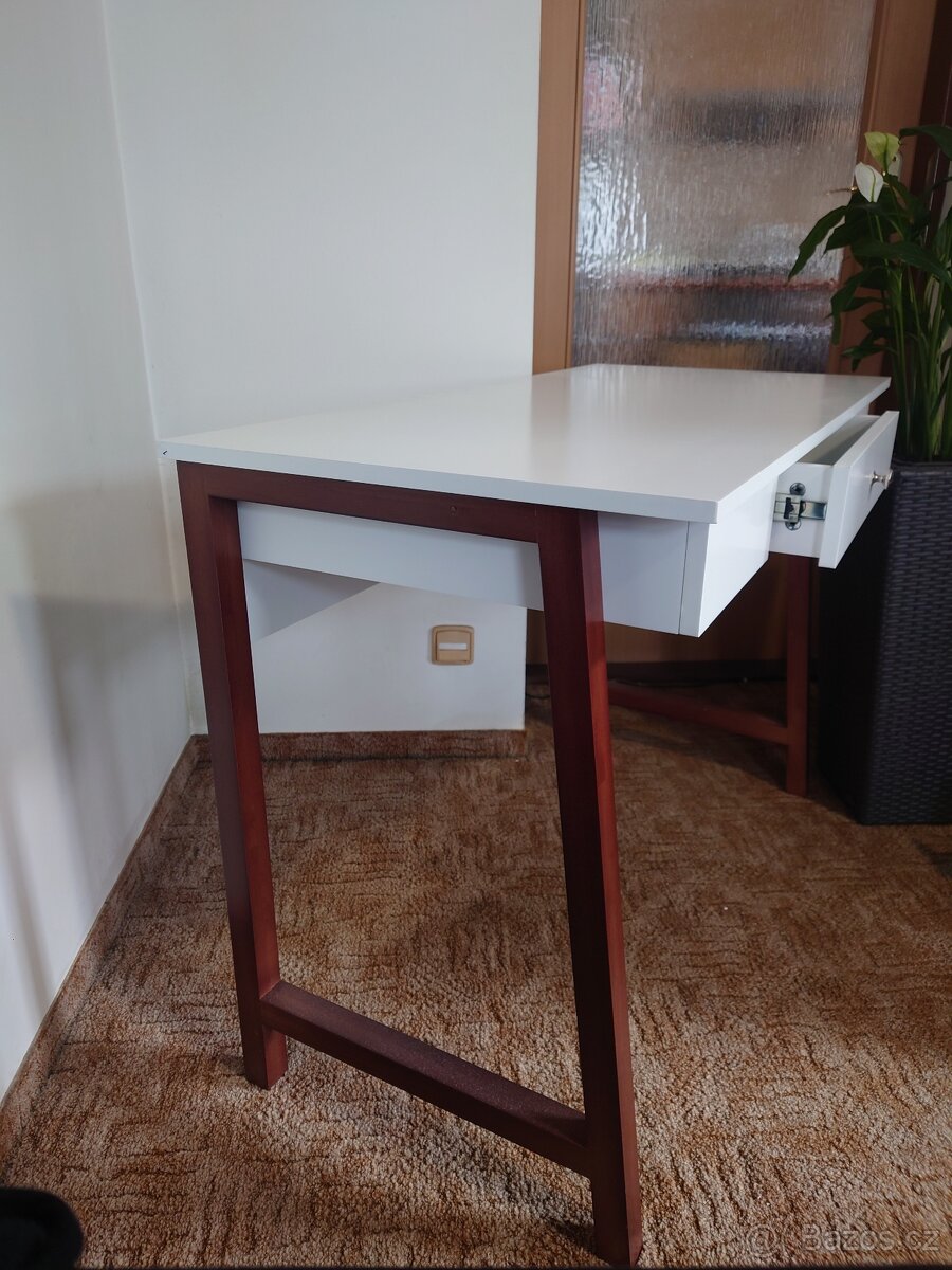 Nový psací stůl bílá/dřevo - 2