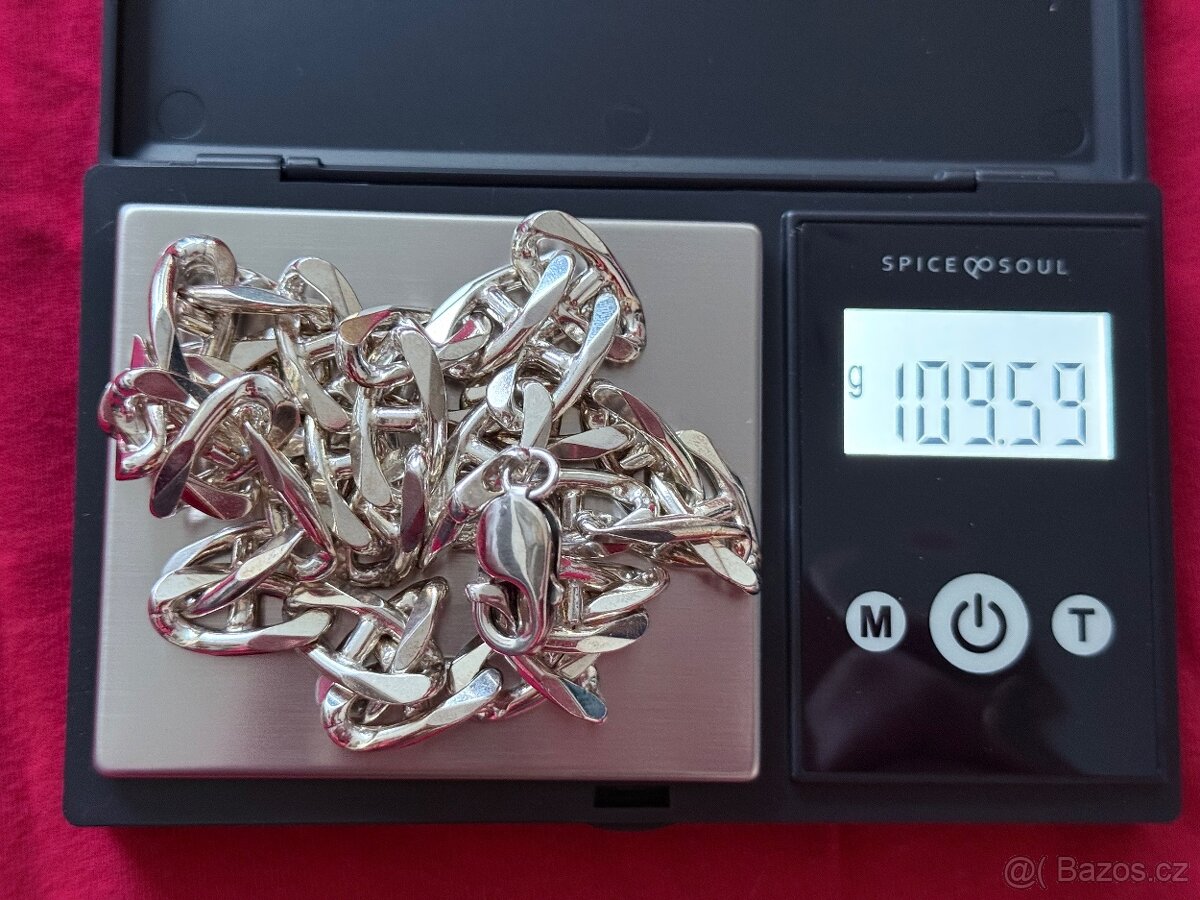 Nový Masivní stříbrný řetízek 55cm délka , 1cm šířka - 2