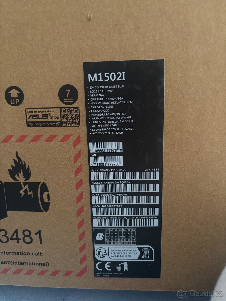 ASUS Vivobook 15 M1502I s procesorem AMD Ryzen 7 4800H, 15,6 - 2