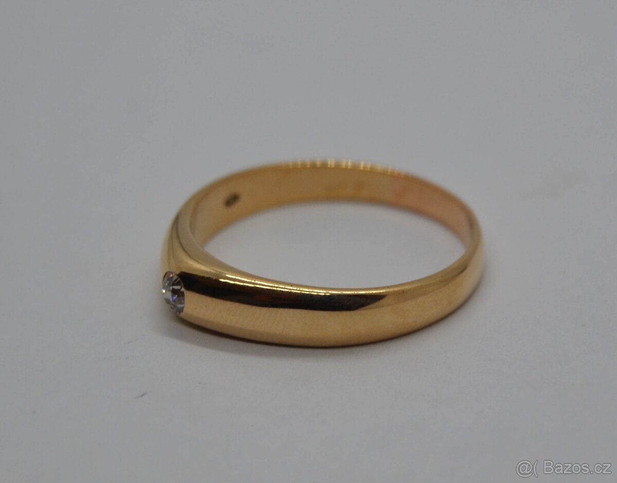 Zlatý prsten s briliantem 0.16 ct - 2