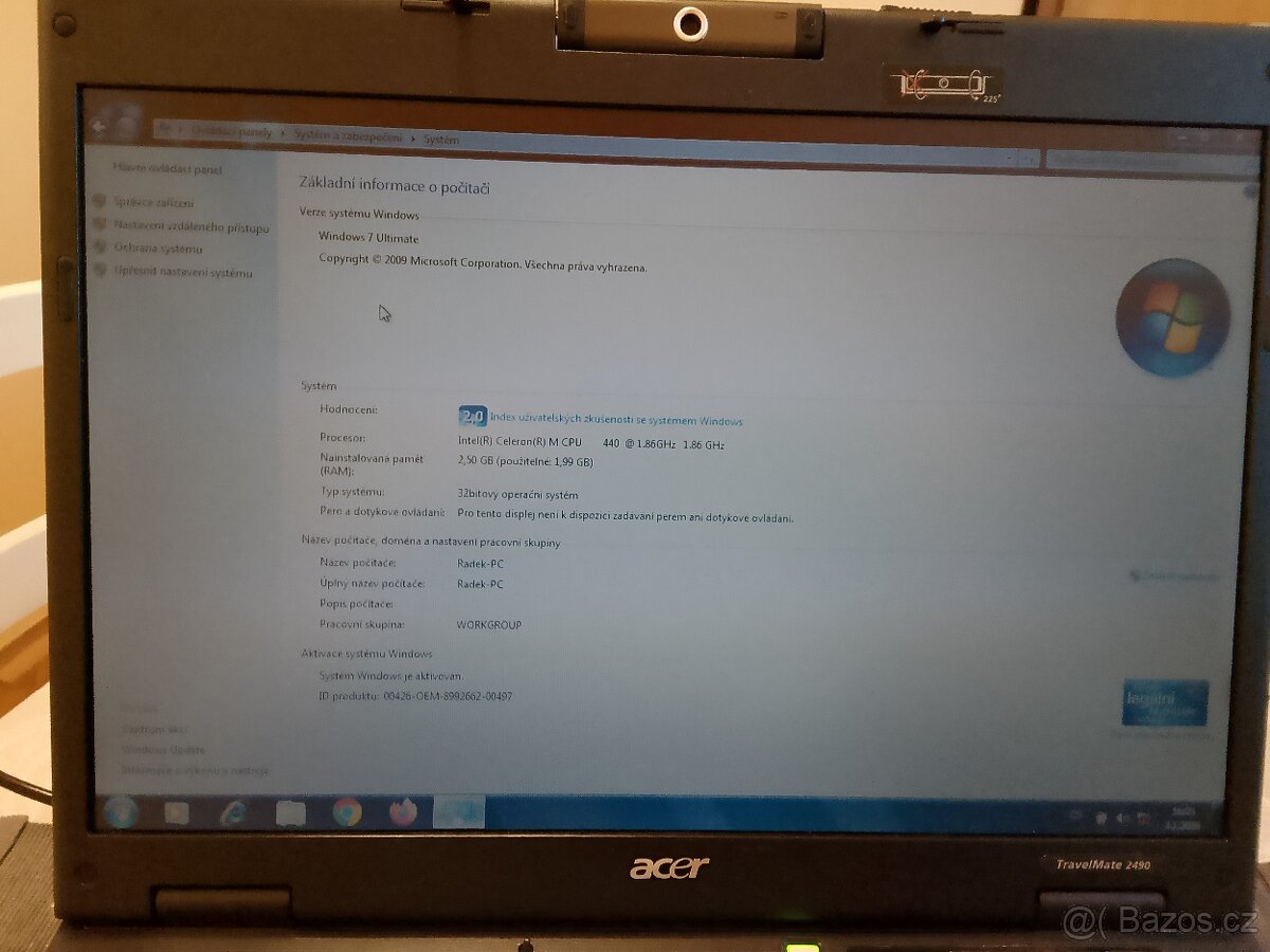 NOTEBOOK ACER TRAVELMATE 2490 - 2